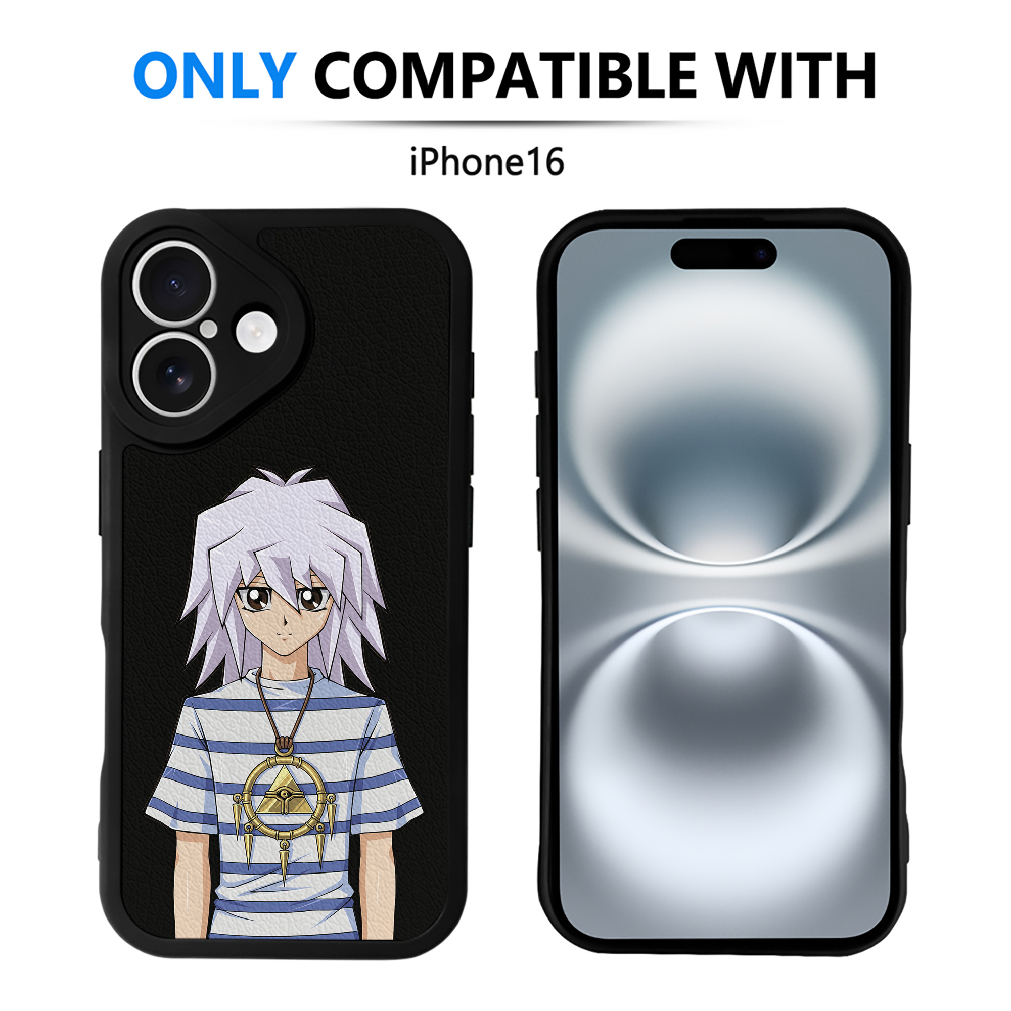 （画像用） 遊☆戯☆王 Yu-Gi-Oh! 【iPhone 16シリーズ対応】シリコンスマホケース（レザー調） 材質：シリコン